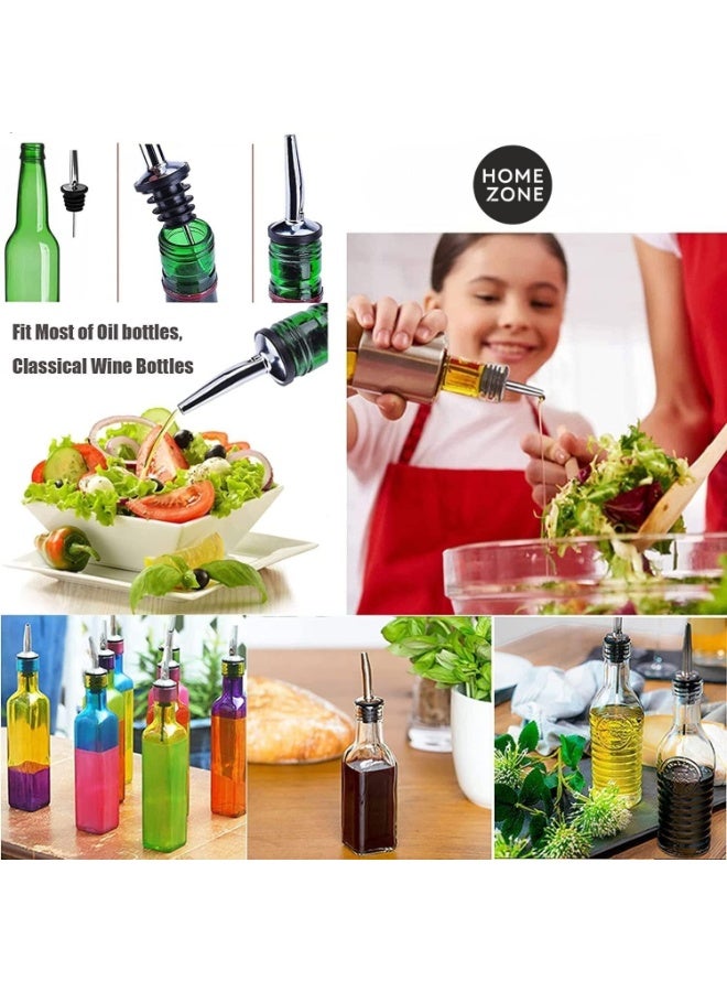 هوم زون عبوة من 6 قطع، فوهة سكب الزيت مع اغطية مطاطية للغبار، فوهة صب الخمور من الستانلس ستيل، سكب سريع لزيت الزيتون والخل - Image 5